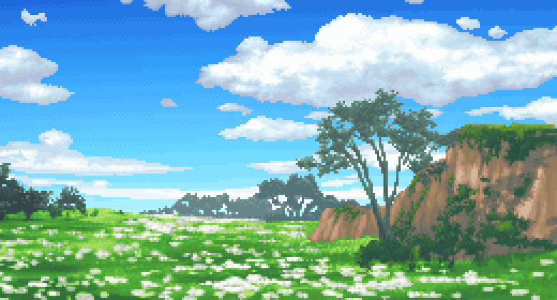 小林 光 Hikaru Kobayashi Twitter પર 戦闘背景 綿毛が広がる草原 を引き続き作成中 Pixelart ドット絵 Rpgツクールmv