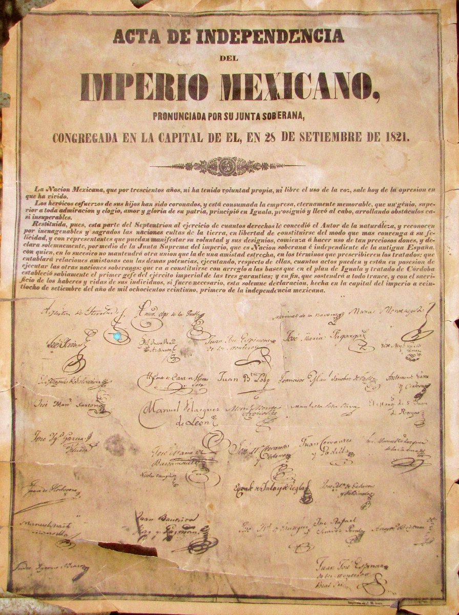 1411Periodico's tweet photo. Sale al público el “Acta de Independencia”, la cual lleva la firma de Agustín de Iturbide, José María de Cervantes, Antonio Joaquin Pérez, entre 32 personajes más. 👥👥👥👥 #imperiomexicano 🇲🇽 👄 🇲🇽 https://t.co/7Np0nSVQnM