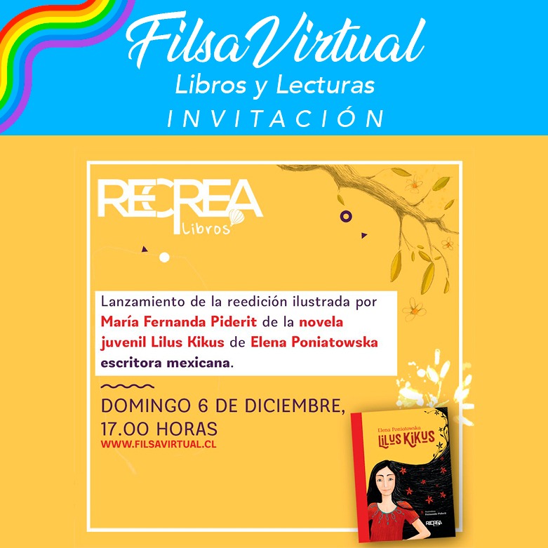 camaradellibro's tweet photo. ☀️ DOMINGO en #FILSAVIRTUAL 📚
➡️https://t.co/ovb1BUXpEM
⏰ 17hrs
Lanzamiento de la reedición ilustrada por María Fernanda Piderit, de la novela juvenil “Lilus Kikus” de Elena Poniatowska @Eponiatowska, escritora mexicana.
🔸Organiza: @EdRecreaLibros https://t.co/N3RhLesrFs