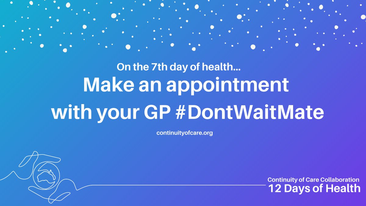 RACGP's tweet photo. Do you have any new worrying health symptoms? Make an appointment now with your GP #GetChecked #DontWaitMate #ContinuityofCare #DontSkipTests

For more information, visit: https://t.co/kfLgSqUXMs https://t.co/xPEWPkGAgH