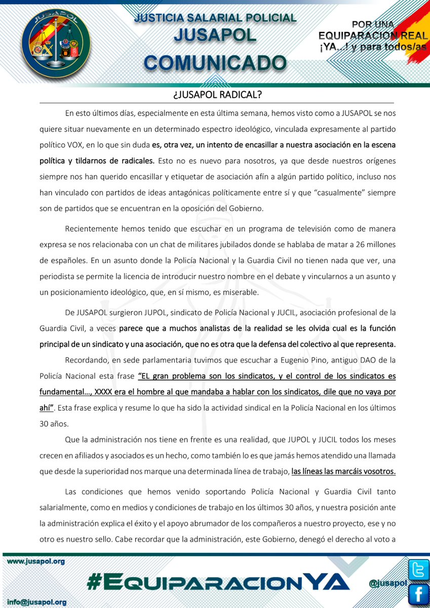 jusapol's tweet photo. Desde que nacimos nos han querido encasillar políticamente sin respetar nuestra decisión de ser APOLÍTICOS

👉🏻Esta nueva campaña no es más que una cortina de humo para tapar la realidad:

🔴Que la #EquiparacionYa no ha llegado tal y como prometieron https://t.co/94b3h2r1Yc