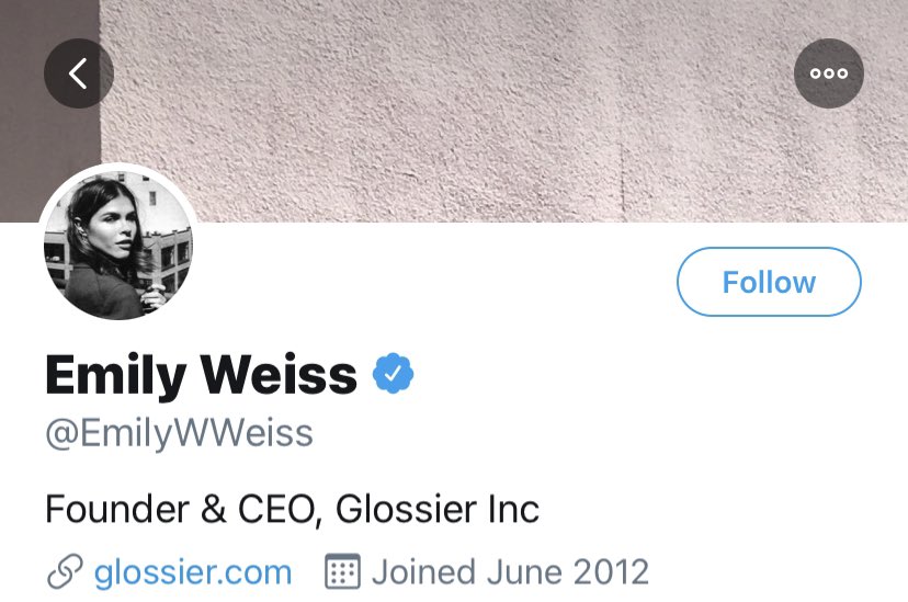 EMILY WEISS“Up and coming” cool makeup brand Glossier founder.