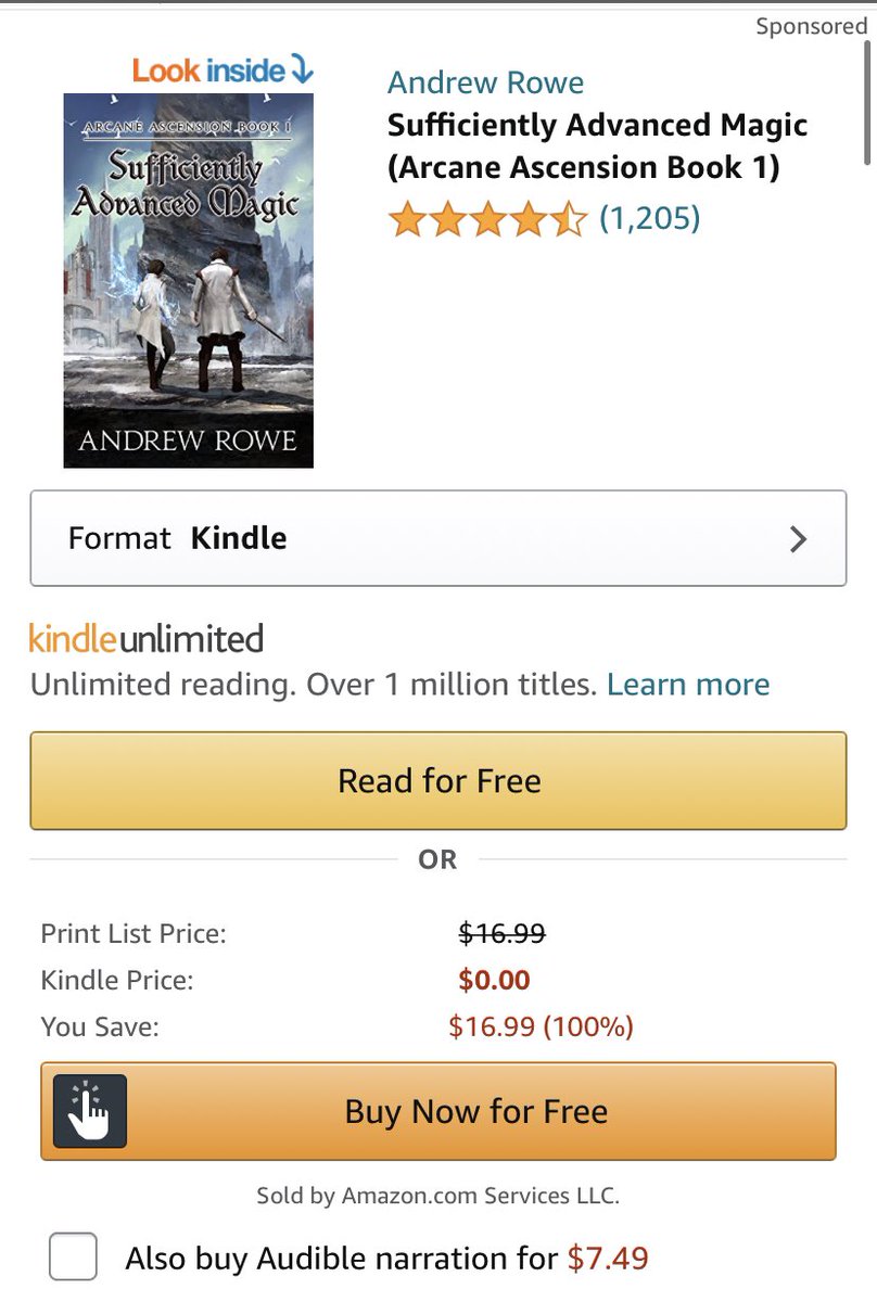 sassideeee's tweet photo. If you like LitRPG, Andrew Rowe’s Sufficiently Advanced Magic #1 and #2 are free for kindle, even if you don’t have unlimited! https://t.co/SHsElViU2H