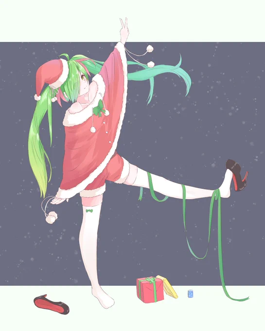 クリスマスよかとちゃん!みどりにあかってとってもいい組み合わせですよね!あとポンチョってかわいいですよね!#よかと描いとーと #舞鶴よかと 
