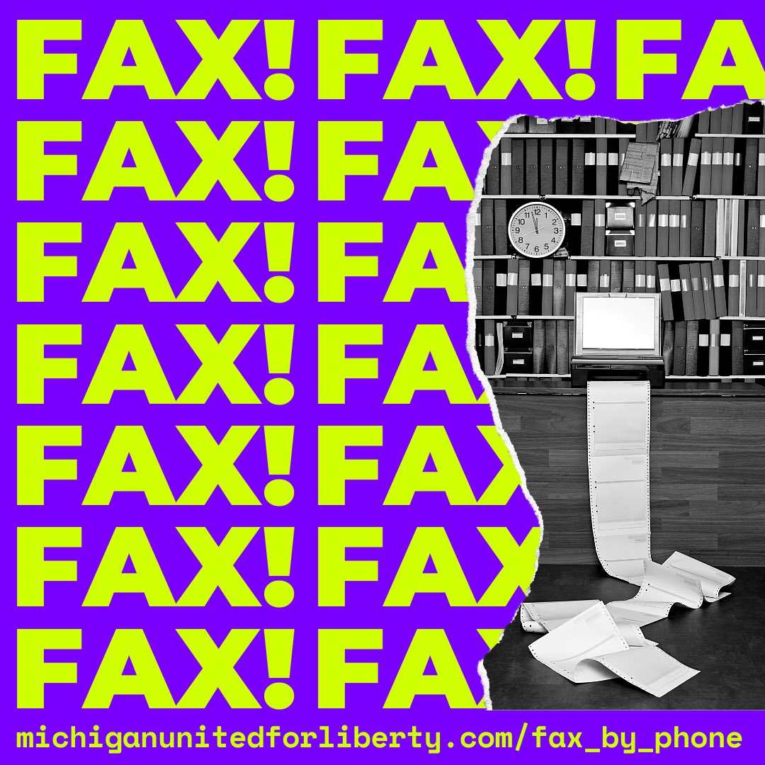 MIunited4lib's tweet photo. Afternoon #FreedomFax reminder! Yesterday was FUN! Send free faxes to our state senators, right from your phone! 

🇺🇸More info: https://t.co/kSuFM1RWTR https://t.co/s0IMDyubYG
