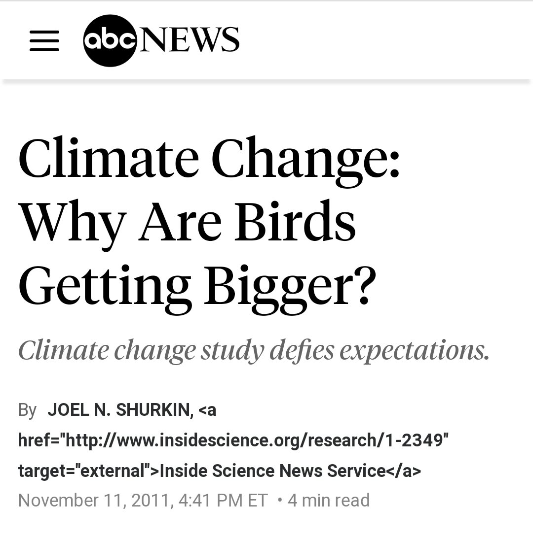 Climate change change makes birds bigger and smaller