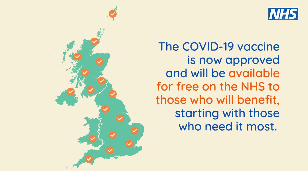 Department of Health and Social Care (@dhscgovuk) on Twitter photo All parts of the UK now have a supply of the #COVID19 vaccine.
The vaccine will be available for free and be managed by the health services in each nation.
We are working with each nation to ensure an aligned approach to deployment.
<a href="/UKGovScotland/">UK Government Scotland</a> |@UKGovWales | <a href="/healthdpt/">Department of Health</a> All parts of the UK now have a supply of the #COVID19 vaccine.
The vaccine will be available for free and be managed by the health services in each nation.
We are working with each nation to ensure an aligned approach to deployment.
<a href="/UKGovScotland/">UK Government Scotland</a> |@UKGovWales | <a href="/healthdpt/">Department of Health</a>