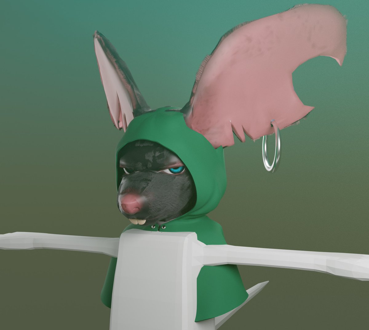 RachaelDuffyArt's tweet photo. Did a test render of some adjustments to my #jerbeen and I forgot to turn off his unfinished little body lol #blender #Blender3d #humblewood #dnd #dungeonsanddragons https://t.co/XsYPmJ93vu