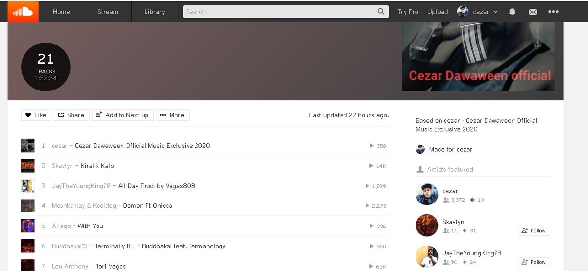 cezar1g's tweet photo. i'm the top featured artist on SoundCloud for this month thank you SoundCloud and all my fans, i truly appreciate that!
#SoundCloud #soundcloudrapper #soundcloudartists #soundcloudmusic #soundcloudproducer #FeaturedArtists #artist #rapper https://t.co/GL88PGx1MW