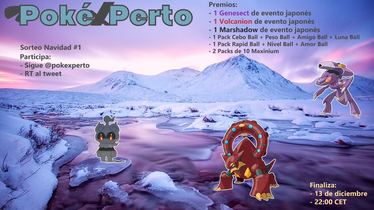 🎅 Sorteo de Navidad #1 de Pokéxperto 🤶

➡️ Participa:
👉 Sigue <a href="/pokexperto/">PokéXperto</a> 
🔥 RT a este tweet

➡️ Premios:
🇯🇵 Genesect de evento
🇯🇵 Volcanion de evento
🇯🇵 Marshadow de evento
🎱 Premios menores

➡️ Finaliza: 13 de diciembre (22:00)
➡️ Gracias a <a href="/PokeGuardian/">PokeGuardian</a> por los códigos