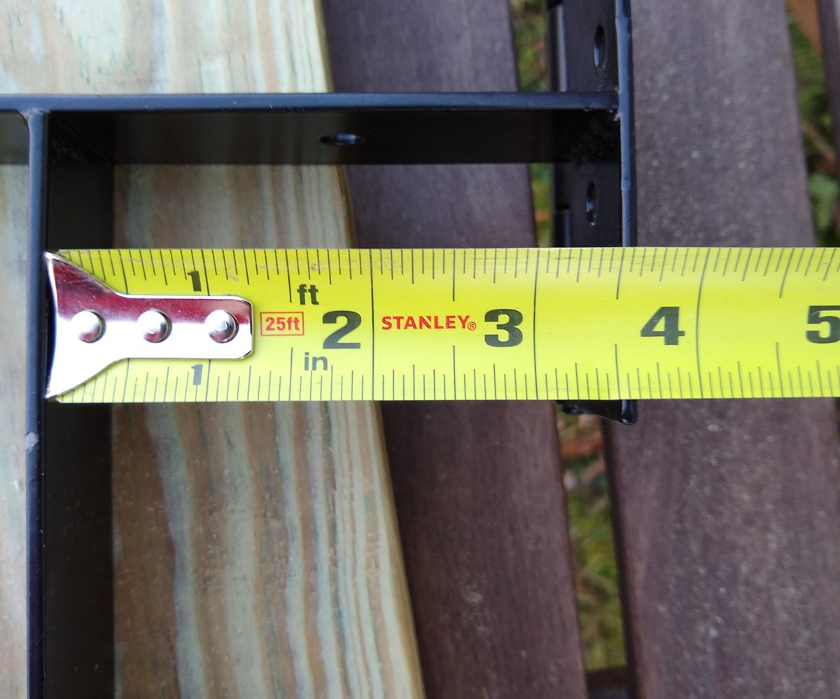 Well I think I hit a stopping point. The frame brackets are supposed to accommodate a 2x4 but as you can see the wood is just slightly wider than bracket. The wood was wet when I bought it so I hope drying it outside tomorrow will help shrink it?Time for a beer. #DIYRobb