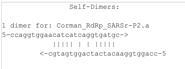The authors report reduced sensitivity. That is a direct result of the authors skipping simple primer design QC steps. Screening for Primer Dimers or Primer Hairpins is 20 year old free software on the web. This is the RdRp probe. Hairpins and homodimers.