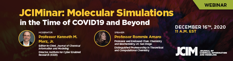 Join us for JCIMinar: Molecular Simulations in the time of #COVID19 &amp; Beyond on December 16th  at 11 a.m. EST. Our associate editor <a href="/RommieAmaro/">Rommie Amaro</a> will be the speaker, and out editor-in-chief <a href="/kmerz1/">Nullius in verba</a> will moderate.
#compchem
connect.acspubs.org/JCIMinarregist…