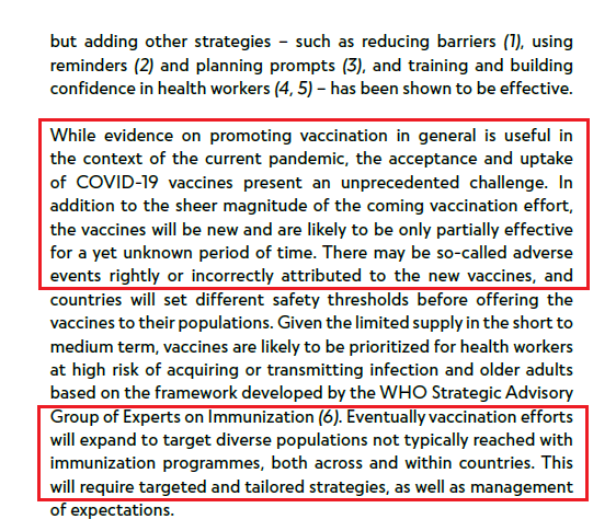 "...vaccines are likely to be prioritized for  #healthworkers[]&  #older  #adults based on the framework developed by the WHO Strategic Advisory Group of Experts on  #Immunization" [p 2] #UNICEF, secretariat of  #GAVI &  #WHO participate as observers in  #SAGE meetings/deliberations.