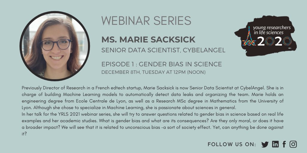 MarieSacksick's tweet photo. On Tuesday I will talk about Gender Bias in Science for the first @YRLS_federation webinar of the winter! Of course I will mention the actions carried out by @wimlds &amp; @WiMLDS_Paris! https://t.co/qWu4eWIQj5