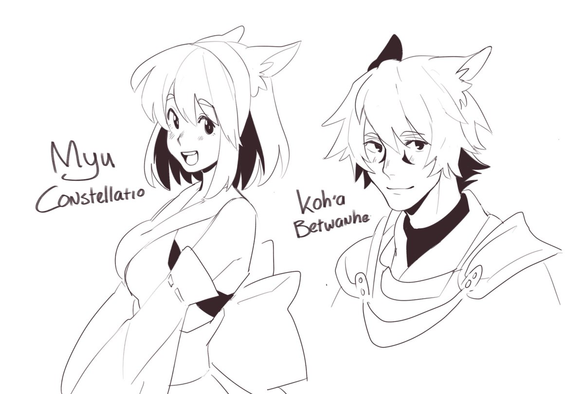 Im so sluggish on drawing but heres @myuzutsune and idk if the other person has twitter ;_; #mewparty 