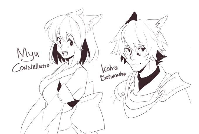 Im so sluggish on drawing but heres @myuzutsune and idk if the other person has twitter ;_; #mewparty 