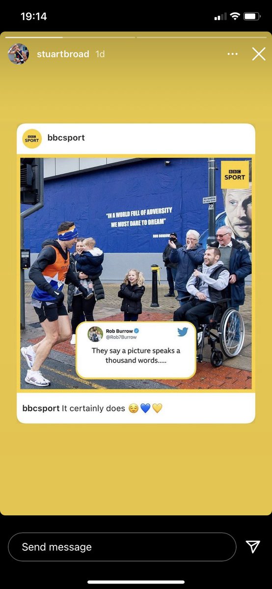 So much ❤️ for <a href="/Rob7Burrow/">Rob Burrow CBE</a> generated by the 7 marathons in 7 days #RunKevinRun challenge which fellow <a href="/leedsrhinos/">Leeds Rhinos</a> hero Kevin Sinfield completes tomorrow, from right across sport...incl #cricket star &amp; <a href="/TheBroadAppeal/">The Broad Appeal</a> fundraiser <a href="/StuartBroad8/">Stuart Broad</a>: ta for all the social media posts 👍