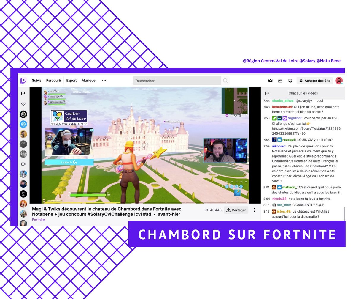 Amelieben's tweet photo. 🏰 TOP EVENT 🏰

Des châteaux dans #Fortnite, vous y croyez ? C'est le pari qu'à fait la @RCValdeLoire en créant 5 de ses châteaux dans le jeu vidéo de la jeune génération. 

On adore car ils :
✔️ Touchent les jeunes
✔️ Entrent dans le game https://t.co/pqDMbnbcms