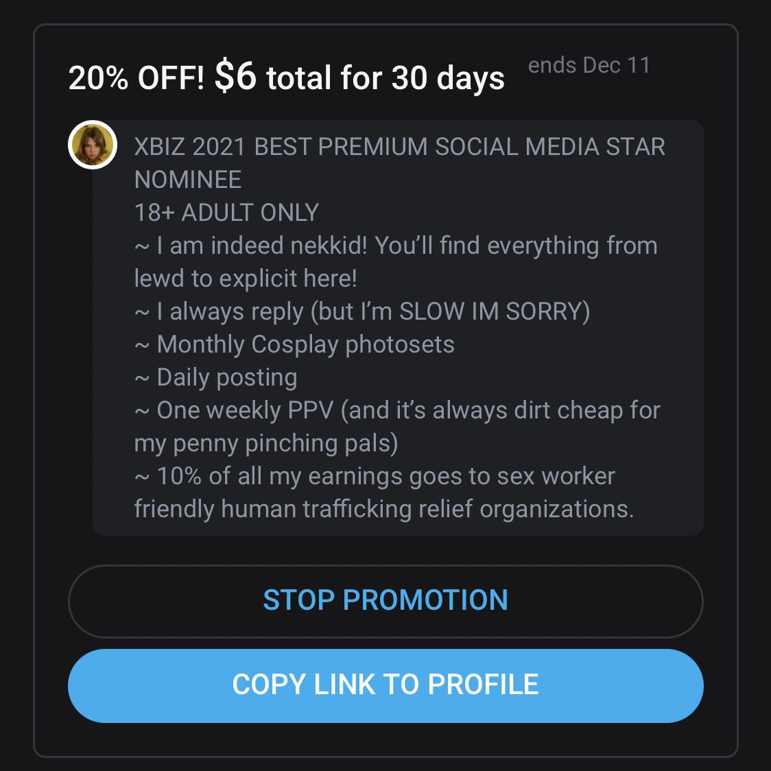 Onlyfans price list example