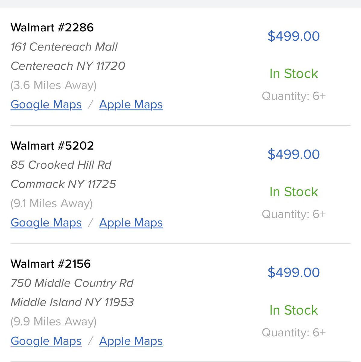 BlanchasaurusX's tweet photo. @spieltimes why are all these Walmart’s showing stock but I call and they say they got nothing??? https://t.co/2SNmj2KWPi