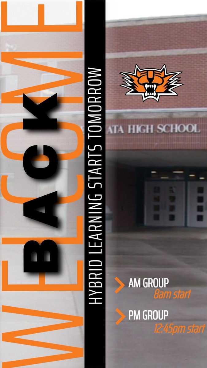 Ephrata High School will launch its Hybrid Learning Model tomorrow, December 7th.  The AM group (which includes those students that will remain learning remotely) begins at 8am.  The PM group begins at 12:45pm.  We are very excited to see you all tomorrow.  Go Tigers!