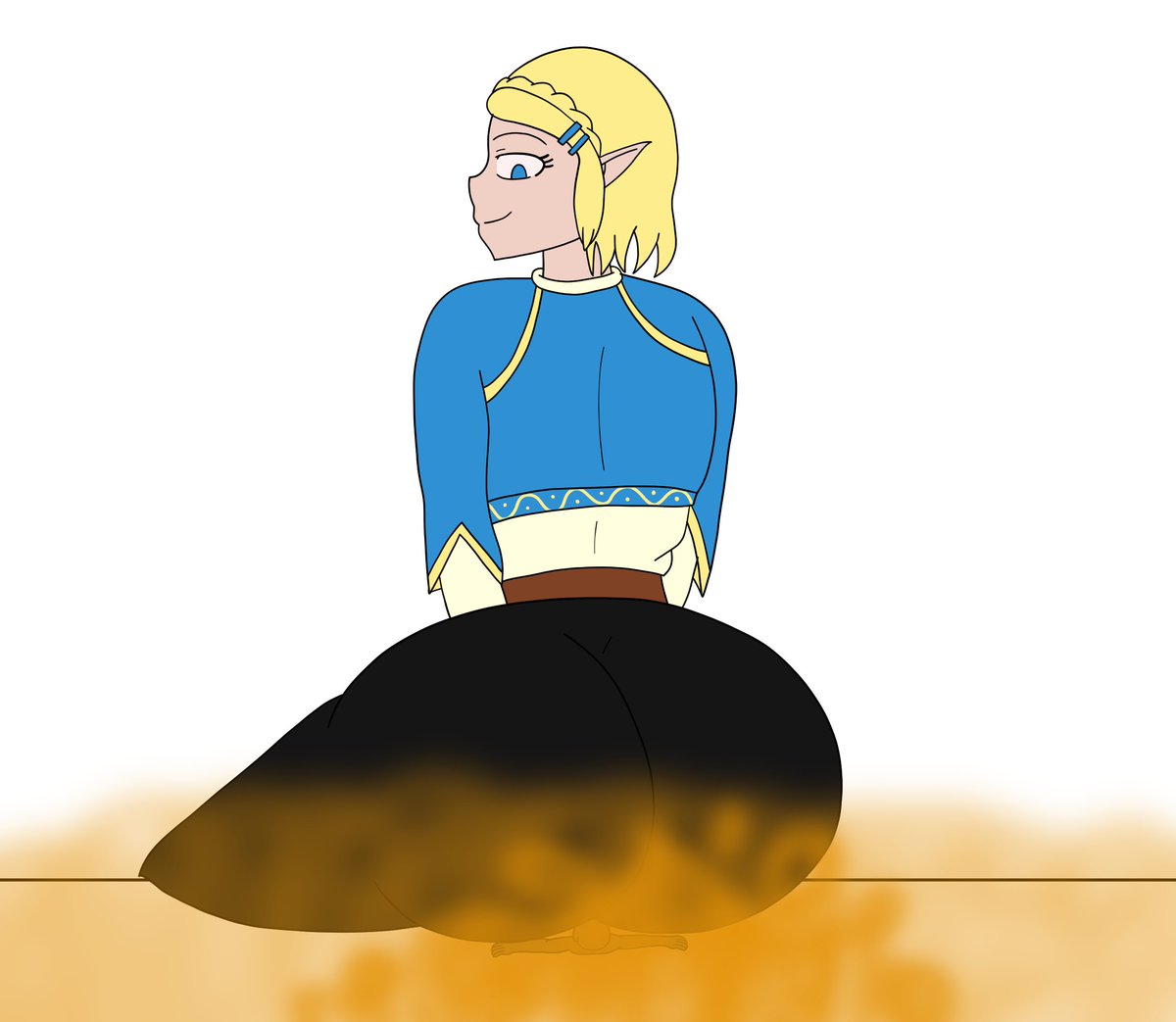 Anonymous Commission of a Giantess BOTW Zelda sitting and farting on an ano...