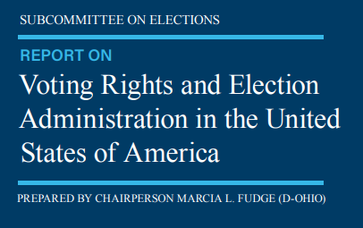 . @RepMarciaFudge led the charge in collecting contemporaneous evidence of ongoing racial discrimination in voting from the field. She held official Congressional field hearings in 9 jurisdictions, publishing a report that supported the record in  #HR4.  https://cha.house.gov/sites/democrats.cha.house.gov/files/documents/Voting%20Rights%20and%20Election%20Administration%20in%20America.pdf