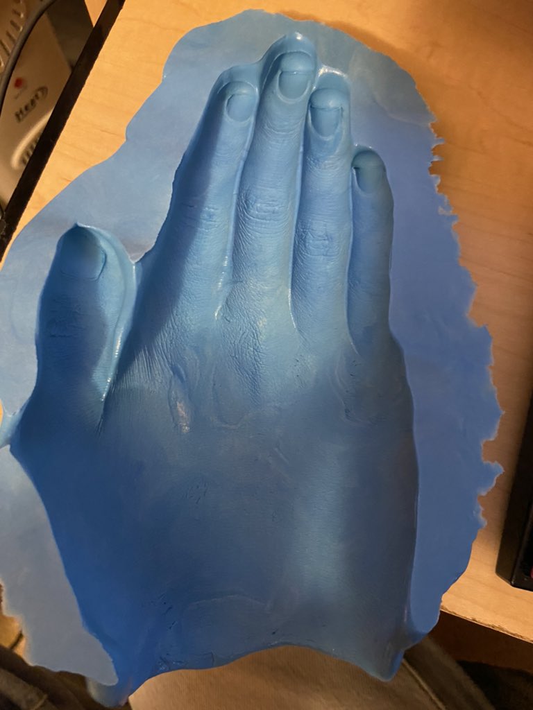 some people would like to know how to make King’s Hand. I don’t claim to know all the answers, but here is how I did it. First, you will need to make a mold of a hand. For this I used food grade silicon putty safe up to 400 deg. I ordered it online. It takes an hour to go solid