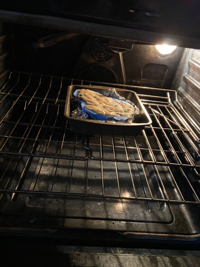 Next, make m&m cookie dough. I just took some recipe off online. Fill your mold with the dough. Set the oven to a lower temp than the recipe requires (mine was 325 vs 375) and bake for like 2-3 times as long. Put the m&ms for the nails and knuckles in first