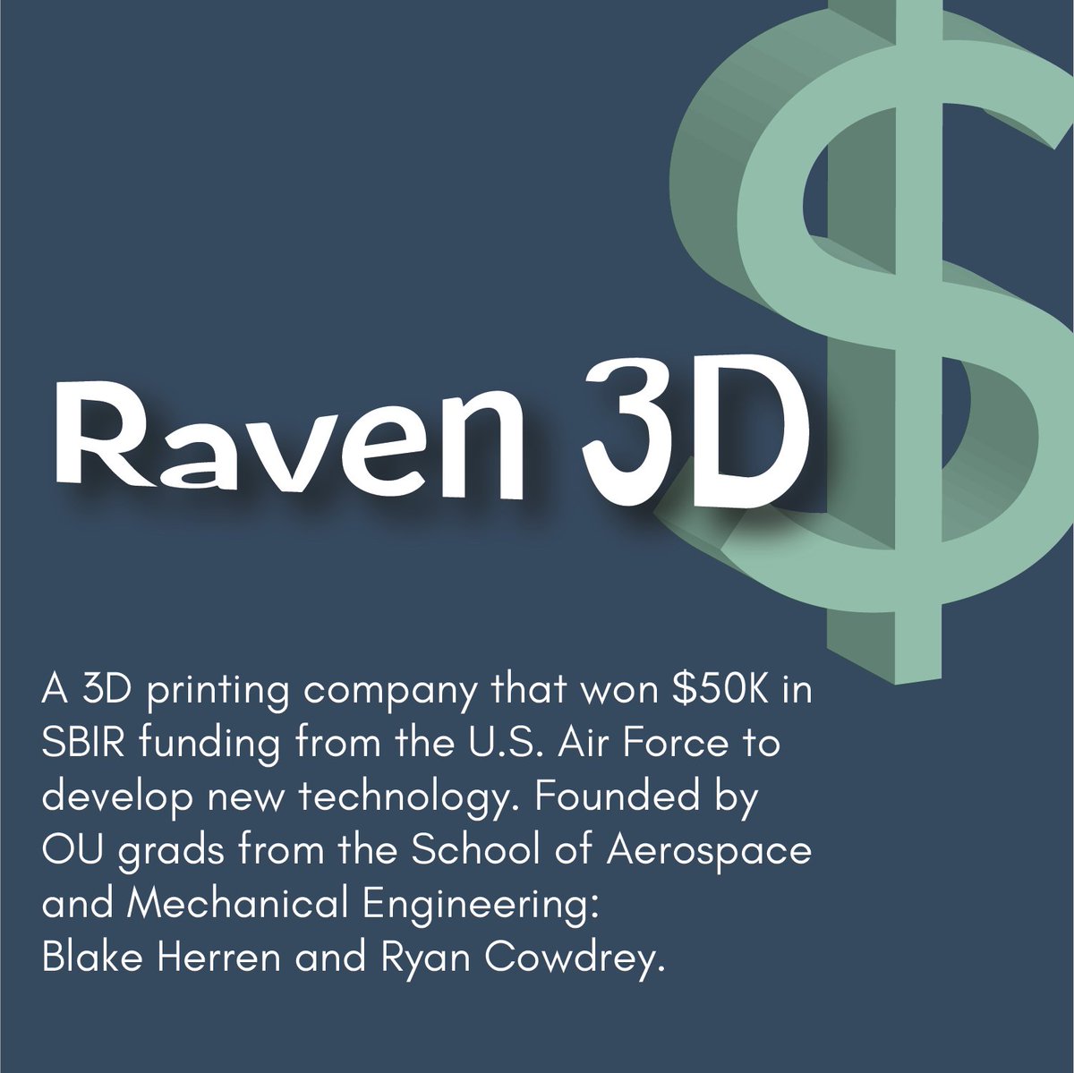 OKCatalyst's tweet photo. Company spotlight! Raven 3D won SBIR funding, and you can too! Deadline to register for the DoD Accelerator is this Wednesday, Dec 9! Head over to our website for more info!
#sbir #funding #dodsbir #dodaccelerator #innovate #smallbusiness #entreprenuer #stem https://t.co/F2mG7JQqYM