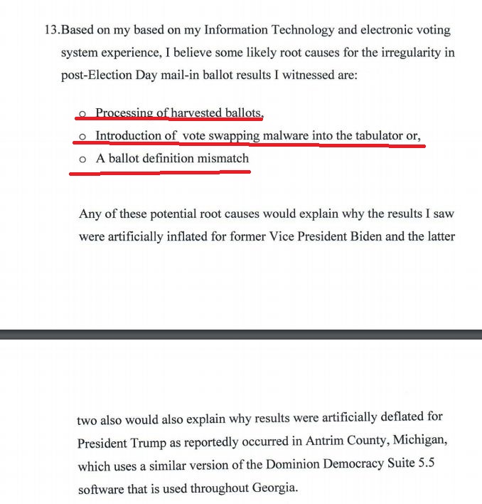 Based on my Information Technology & electronic voting system experience...I believe some likely root causes [are]:1. Processing of harvested ballots2. Introduction of *vote swapping malware* into the tabulator or,3. A ballot definition of mismatch*Nothing* to see here. 4/5