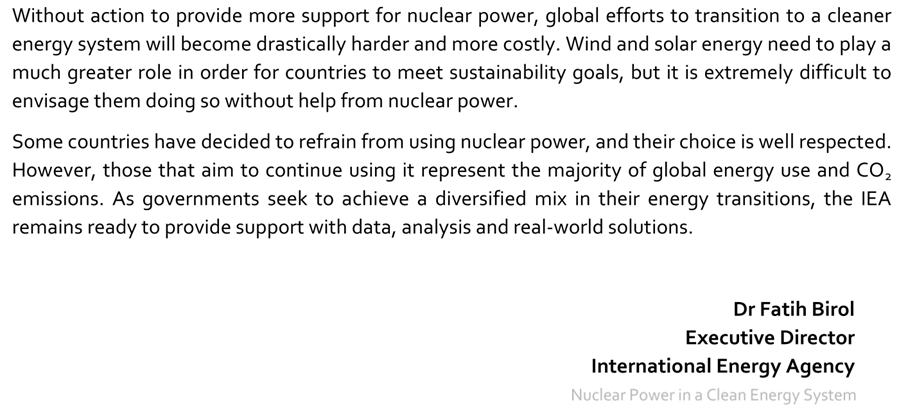 Quand ce think tank s'appuie sur l'IEA pour exclure le nucléaire … il faut ajouter que c'est la même IEA qui a dit que le  #nucléaire civil a un rôle important à jouer dans la lutte contre le carbone :