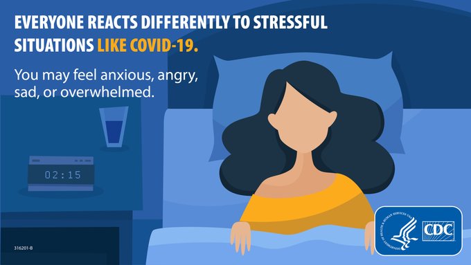 Everyone reacts differently to stressful situations like #COVID19. You may feel anxious, angry, sad, or overwhelmed. If you or a loved one feels overwhelmed, get support 24/7 by calling or texting 1-800-985-5990. Learn more: bit.ly/39UVoEj #PrepYourHealth #SelfCareSunday