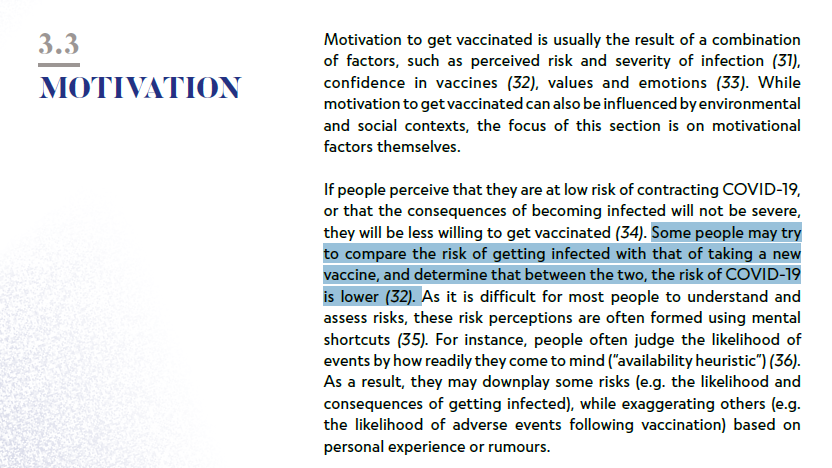 The nerve of thinking people: "Some people may try to compare the  #risk of getting infected with that of taking a new vaccine, and determine that between the two, the  #risk of  #COVID19 is  #lower."[p 6] [Good rule: Think for yourself, act for others.]