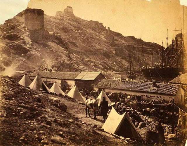 -at Balaklava on October 25: A large Russian assault on the allied supply base to the southeast at Balaclava was rebuffed on 25 October 1854. The Battle of Balaclava is remembered in the UK for the actions of two British units.