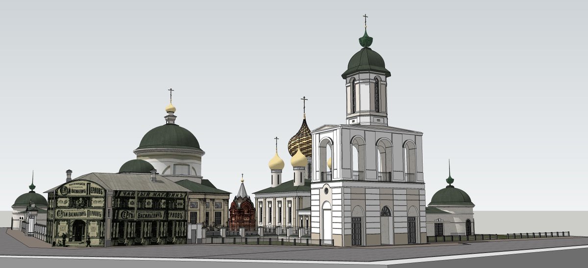 Temples of the Vlasyevsky parish Low-poly 3D model – This model is part of 3D model of the city of Yaroslavl of the 19th century cih.ru/l/24 #architecture #monastery #Yaroslavl #3dmodeling #lowpoly  #XIXWORLD  ▄▀ via 
@cihru