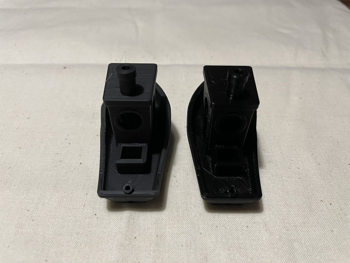nekobeya_n_m's tweet image. MODERA-PLA ベースブラックのテストプリント
左がMODERA、右が普通のPLA
マットって良いよね
後は削ったところの色があんまり白くならないか要検証ですね
ベースホワイトも検証が終わったら動画にまとめようかな
#FLASHFORGE 
#3Dプリンター
#MODERAPLA