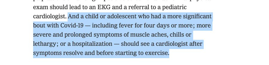 Ok, 1 more! this one is just so painfulCan u imagine a parent of a kid who recovered from Covid, and the kid wants to play, but the parent says no, no, no for weeks on end, while they wait for a pediatric cardiologist appointment in a city 4 hours away....made up rec