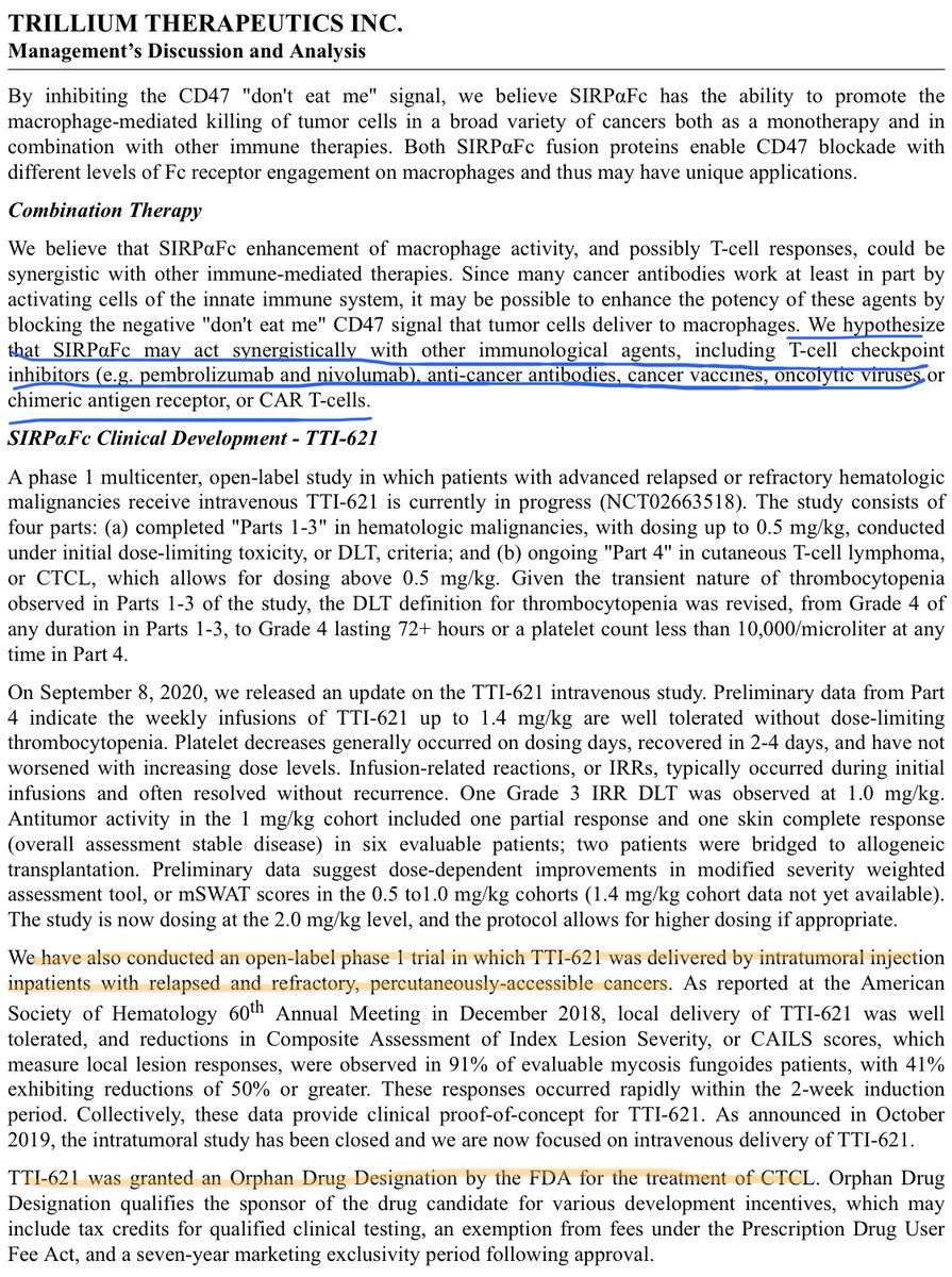  $TRIL  $ALXOAnd finally, let's think about 621-- 621 holds Orphan Drug Designation for CTCL & mgmt has previously indicated (most recently in 10Q), that it is considering a mono expansion cohort in T-cell lymph..