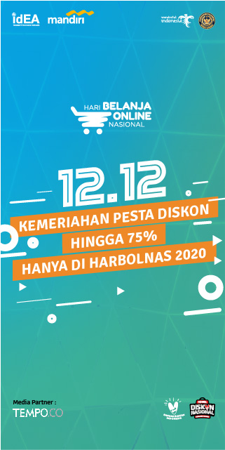 Belanja di Harbolnas 2020 yuk. Ada ratusan website yang menawarkan produk dengan promo hingga 75% loh, plus tambahan diskon 75k per transaksi bagi pengguna kartu kredit &amp; debit Bank Mandiri! Ada tambahan ribuan voucher @ 50k khusus produk lokal. Cek di harbolnas.idea.or.id ya!