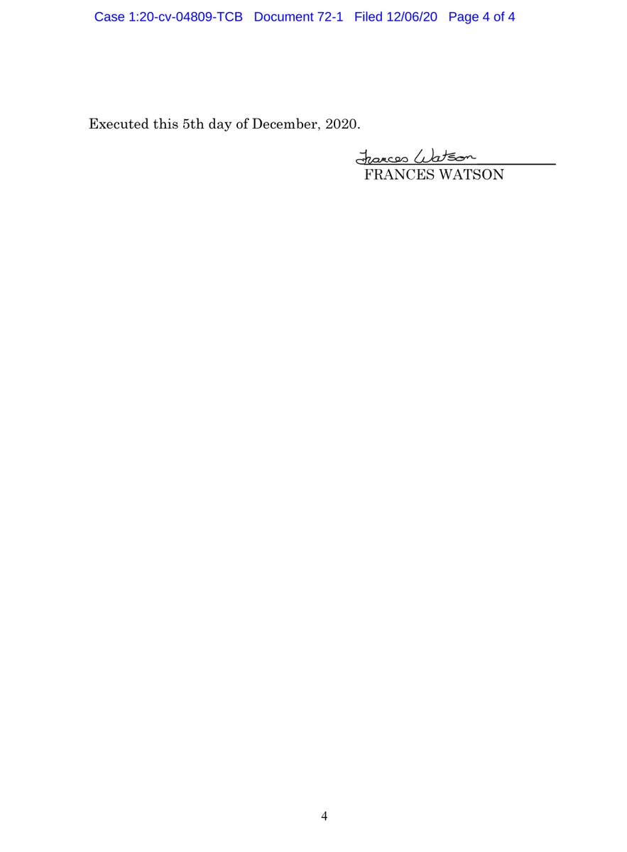 exhibit # 1 —>Affidavit of Frances WatsonKrakenWood—> republicans were forcibly kicked out of the Staples Centers -that’s went China, Iran, Venezuela and ANTIFA stole the election  FACT—> they left on their own accord https://drive.google.com/file/d/1bYoC9jI5JLSO0H629xGxDIVev-yMdHKy/view?usp=drivesdkor via ECF https://ecf.gand.uscourts.gov/doc1/055113210815
