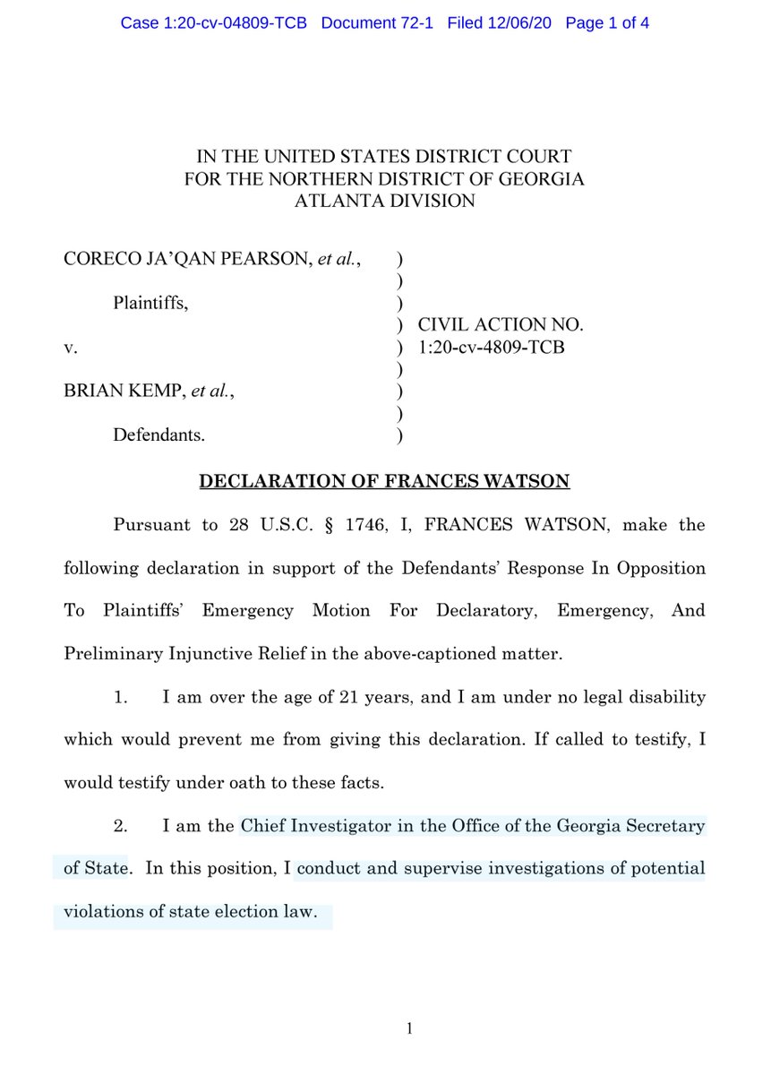 exhibit # 1 —>Affidavit of Frances WatsonKrakenWood—> republicans were forcibly kicked out of the Staples Centers -that’s went China, Iran, Venezuela and ANTIFA stole the election  FACT—> they left on their own accord https://drive.google.com/file/d/1bYoC9jI5JLSO0H629xGxDIVev-yMdHKy/view?usp=drivesdkor via ECF https://ecf.gand.uscourts.gov/doc1/055113210815