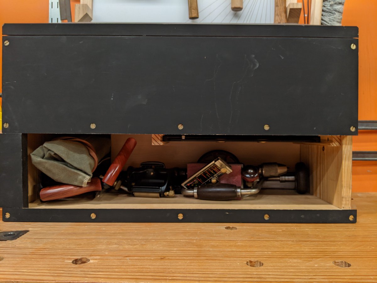 Next there is a roll of Wood Owl auger bits, stored in a canvas roll I bought from a WoodNetter years ago. These bits absolutely live up to the hype.