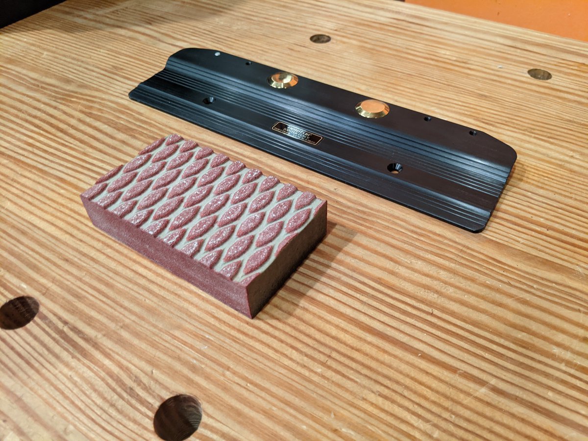 A couple of loose ends here, a magnetic edge planing guide that I don't use much anymore, but used to, and a 220 grit sanding block.