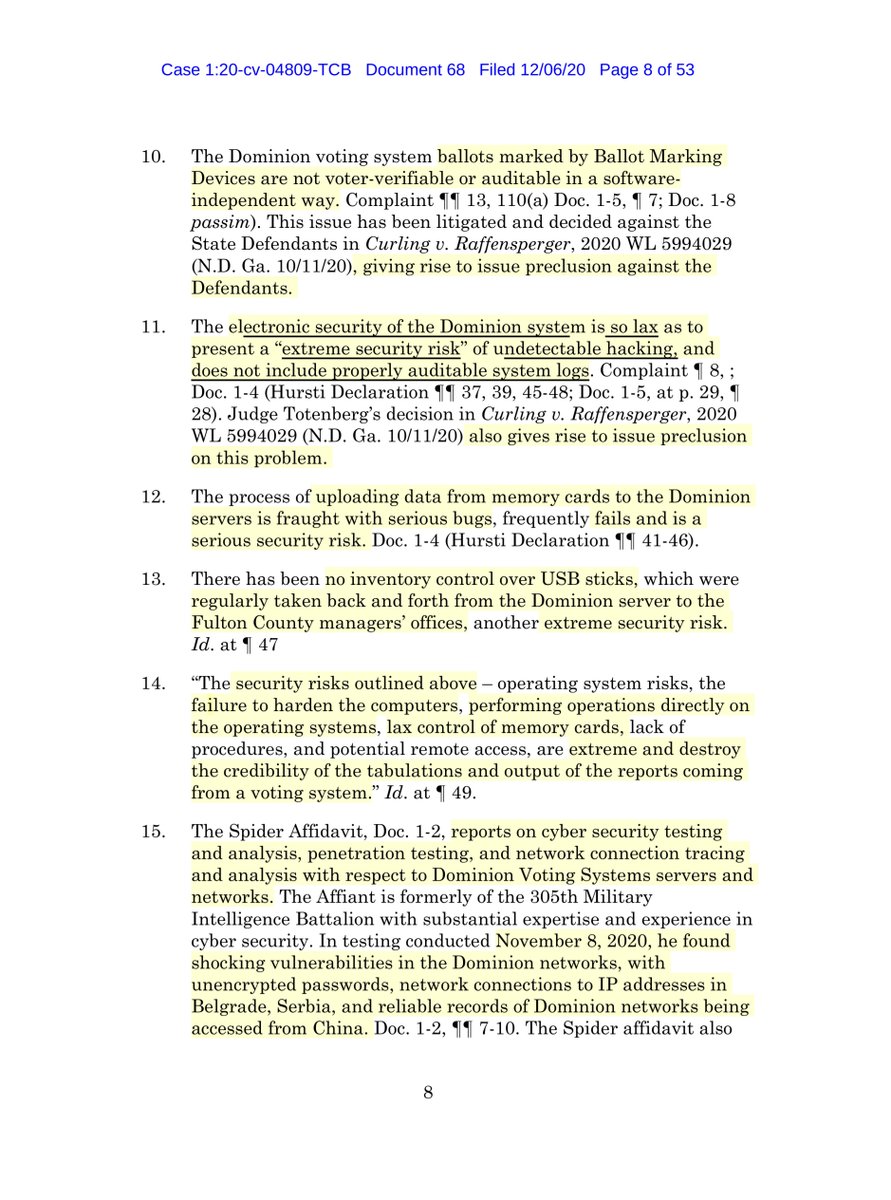 I WANT MY $12 back NOWreading Kraken-Woods newest filing is like putting my lips around a car exhaust pipe & inhaling “Dominion Voter Systems and Edison Research have been accessible and were certainly compromised by rogue actors, such as Iran and China“ https://ecf.gand.uscourts.gov/doc1/055113210785