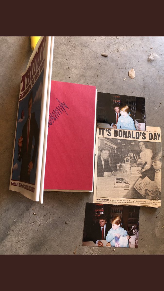 Ruadhann's tweet photo. @realDonaldTrump Got some valuable goods here if any Trump fans are interested! First edition signed copy of this book, paired with a front page New York Post article of our encounter ✌️ https://t.co/gbptEwUVJF