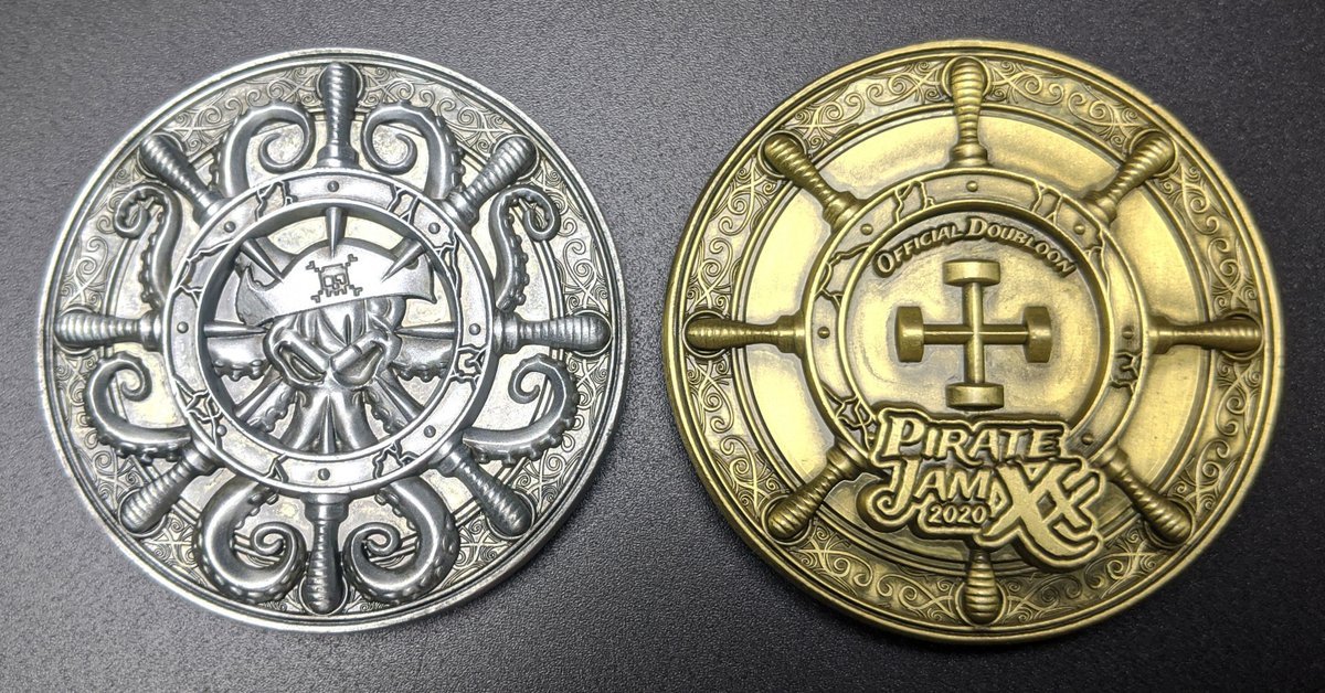 americanmcgee's tweet photo. We've made a few coins over the years - several for #piratejam, a Chaos Coin... now, we'll make a Decision Coin (2nd pic is an example, not our design). 

Our way of marking 3 years of work on Alice: Asylum, the passing of 2020 (good riddance). 

Want one? Yes or No? https://t.co/20dh9ctBIg