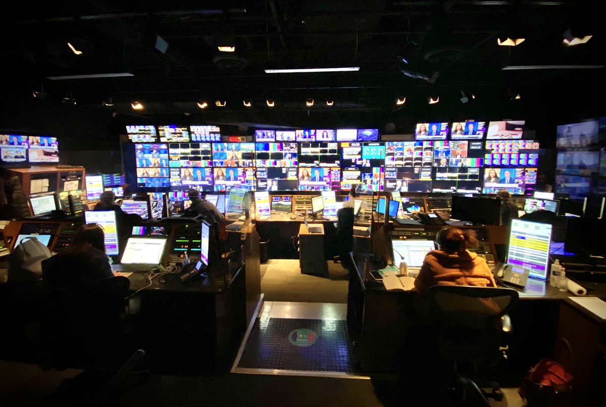 Pics I took at  @CNN Wash DC bureau. The darkened studio is where  @wolfblitzer and  @JohnKingCNN guided so many of us through election week, Magic Wall and all. I snuck in to watch Wolf in another studio. Note that all but 1 of the cameras are remote controlled (Covid won’t win).