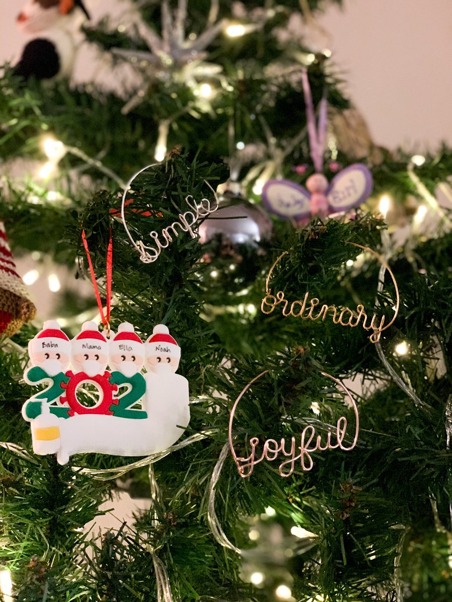 A few new ornaments this Christmas. One to remember this year by and the “simple ordinary joyful” ones were handmade and sent to me by a sweet YouTube subscriber. Love them! Check out her beautiful work. distinctivelydharlee.com